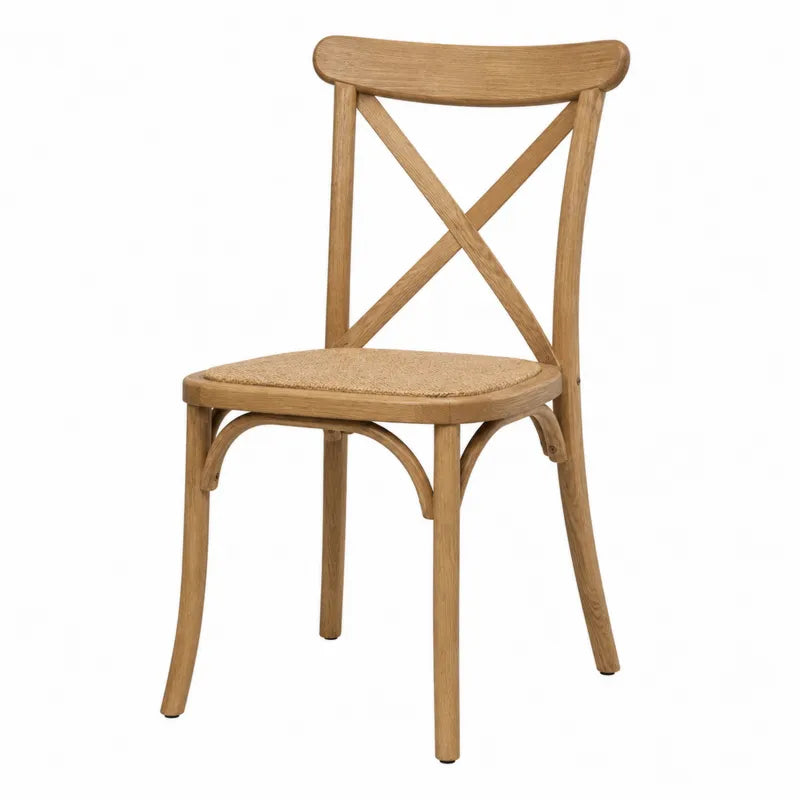 Krzesło jadalniane drewniane z siedziskiem z rattanu, 85cm