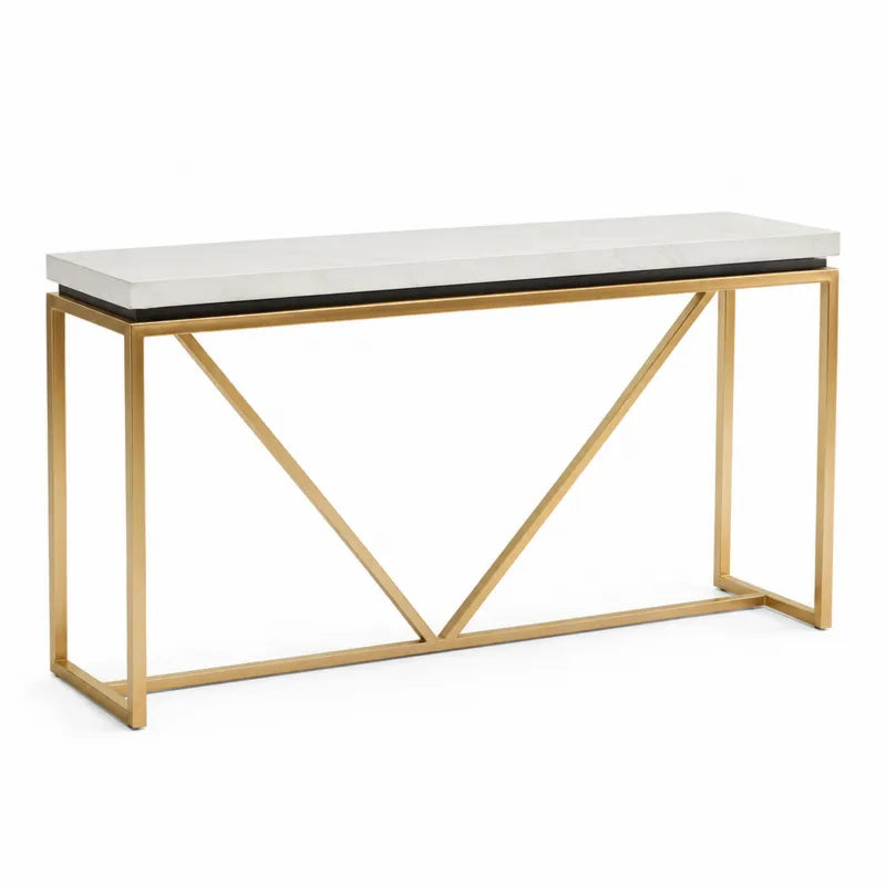 Konsola marmur biały, stal złota 120x80x30 cm