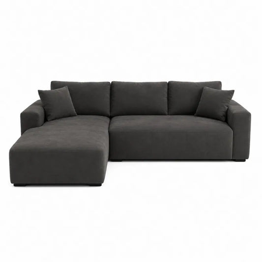 Narożna sofa z tkaniny poliestrowej 285x160x85 cm grafitowa