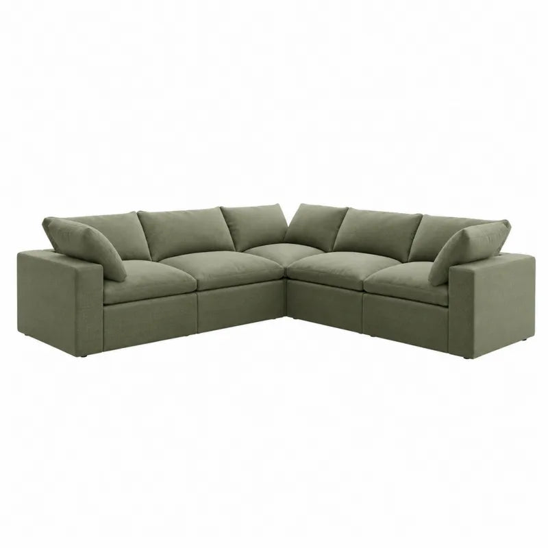 Narożna sofa modułowa tkanina poliestrowa zielona 290 cm