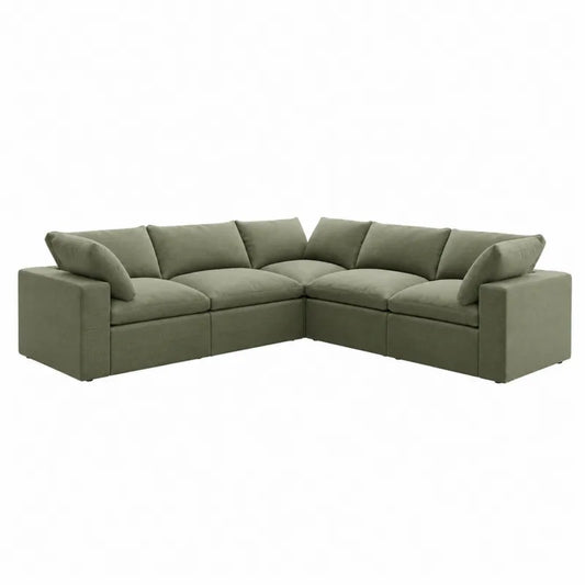 Narożna sofa modułowa tkanina poliestrowa zielona 290 cm