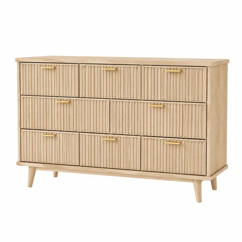 Komoda z dziewięcioma szufladami z drewna sosnowego 150x45x90 cm