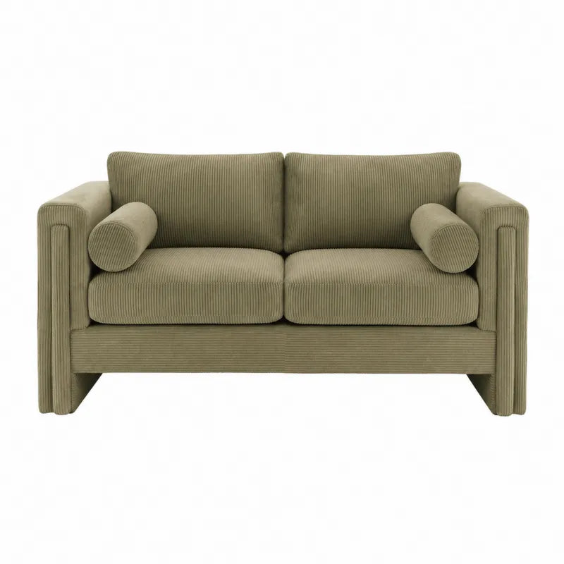 Sofa dwuosobowa sztruksowa oliwkowa 160x90x85 cm