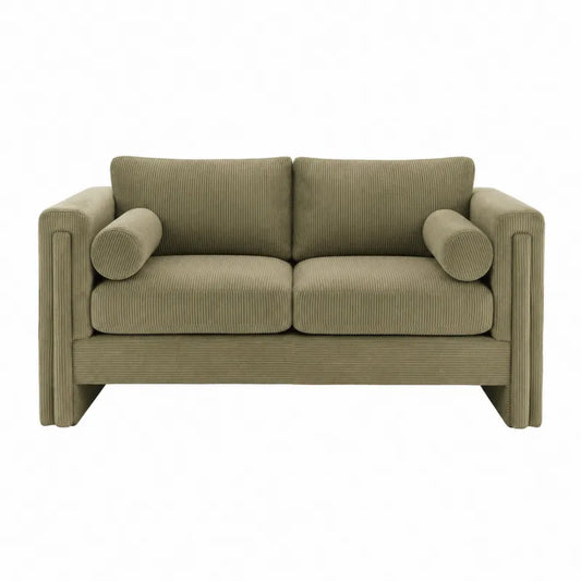 Sofa dwuosobowa sztruksowa oliwkowa 160x90x85 cm