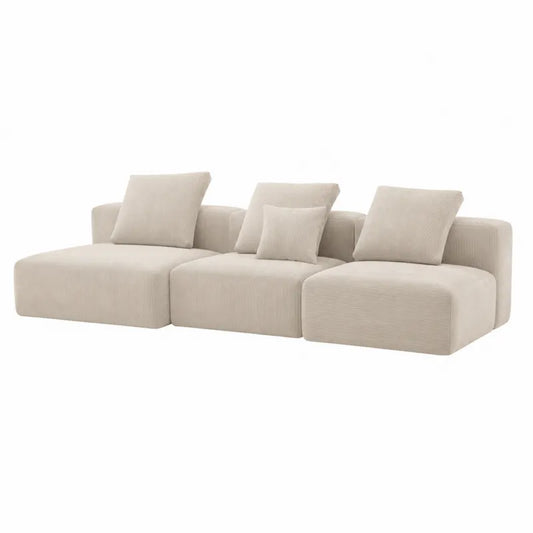 Sofa modułowa z bawełnianego sztruksu 3-osobowa beżowa