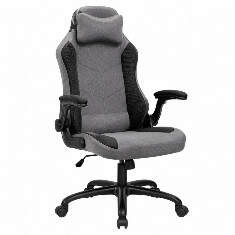 Krzesło biurowe ergonomiczne z tkaniny i siatki, szaro-czarne
