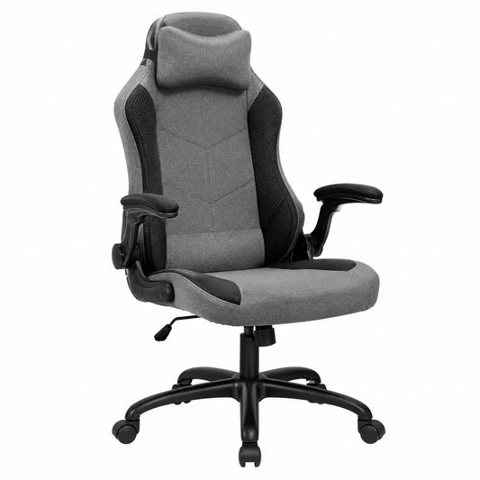 Krzesło biurowe ergonomiczne z tkaniny i siatki, szaro-czarne