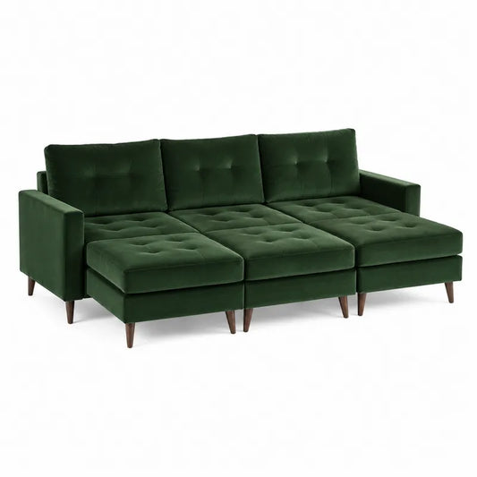 Sofa modułowa z aksamitu ciemnozielony 260 cm