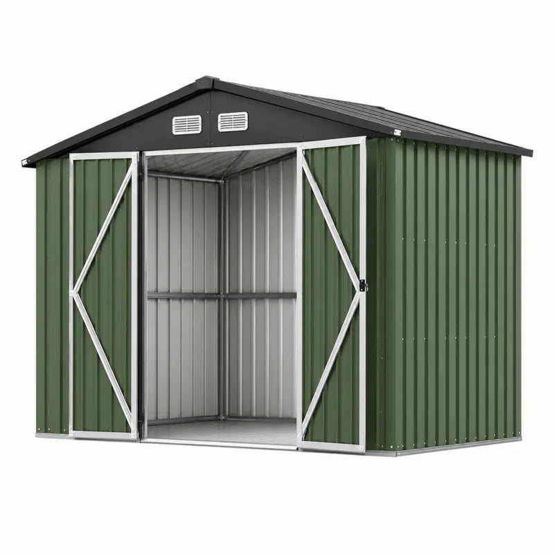 Metalowa Szopa Ogrodowa Stalowa Zielona 257x205x177 cm