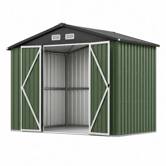 Metalowa Szopa Ogrodowa Stalowa Zielona 257x205x177 cm